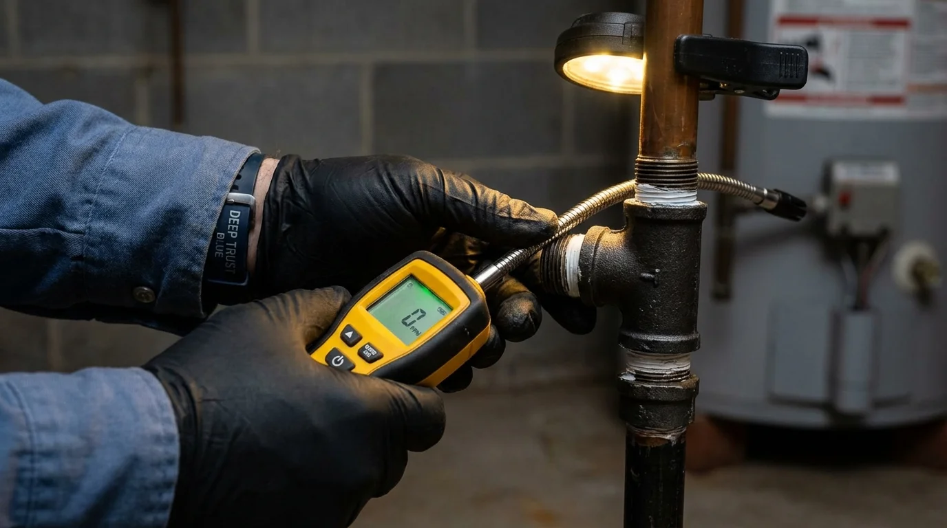 Gas leak detection with electronic sniffer by Johns Plumbing LLC in Warrensburg