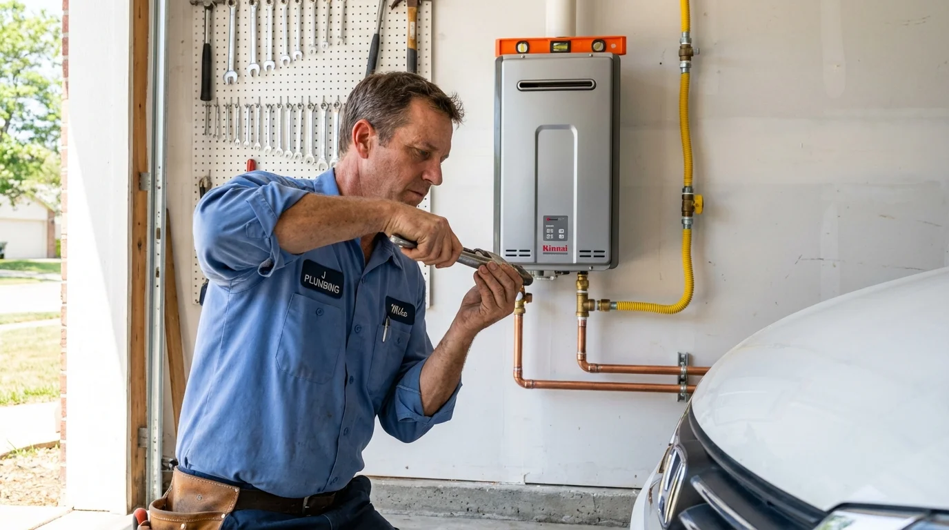 Tankless water heater installation by a Johns Plumbing LLC plumber in Warrensburg